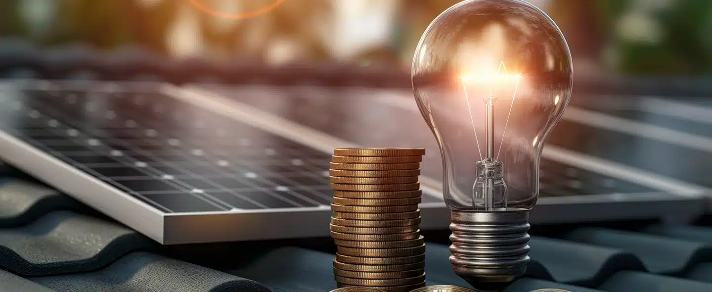 Painéis solares simbolizando o investimento em uma micro usina solar e o retorno financeiro com energia limpa.