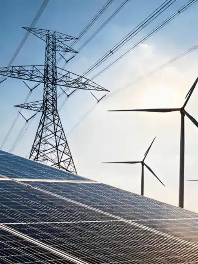 Painéis solares, turbinas eólicas e linhas de transmissão representando fontes renováveis no mercado livre de energia em 2025.