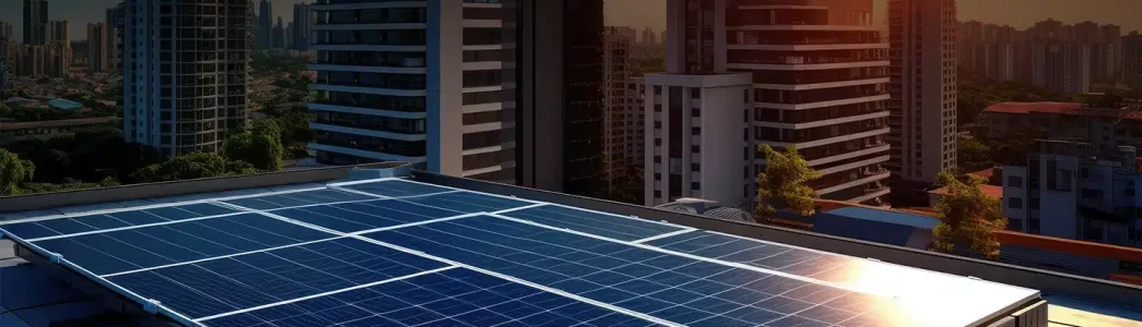 Painel solar no ambiente urbano para Energia solar para condomínios: é melhor gerar ou alugar?